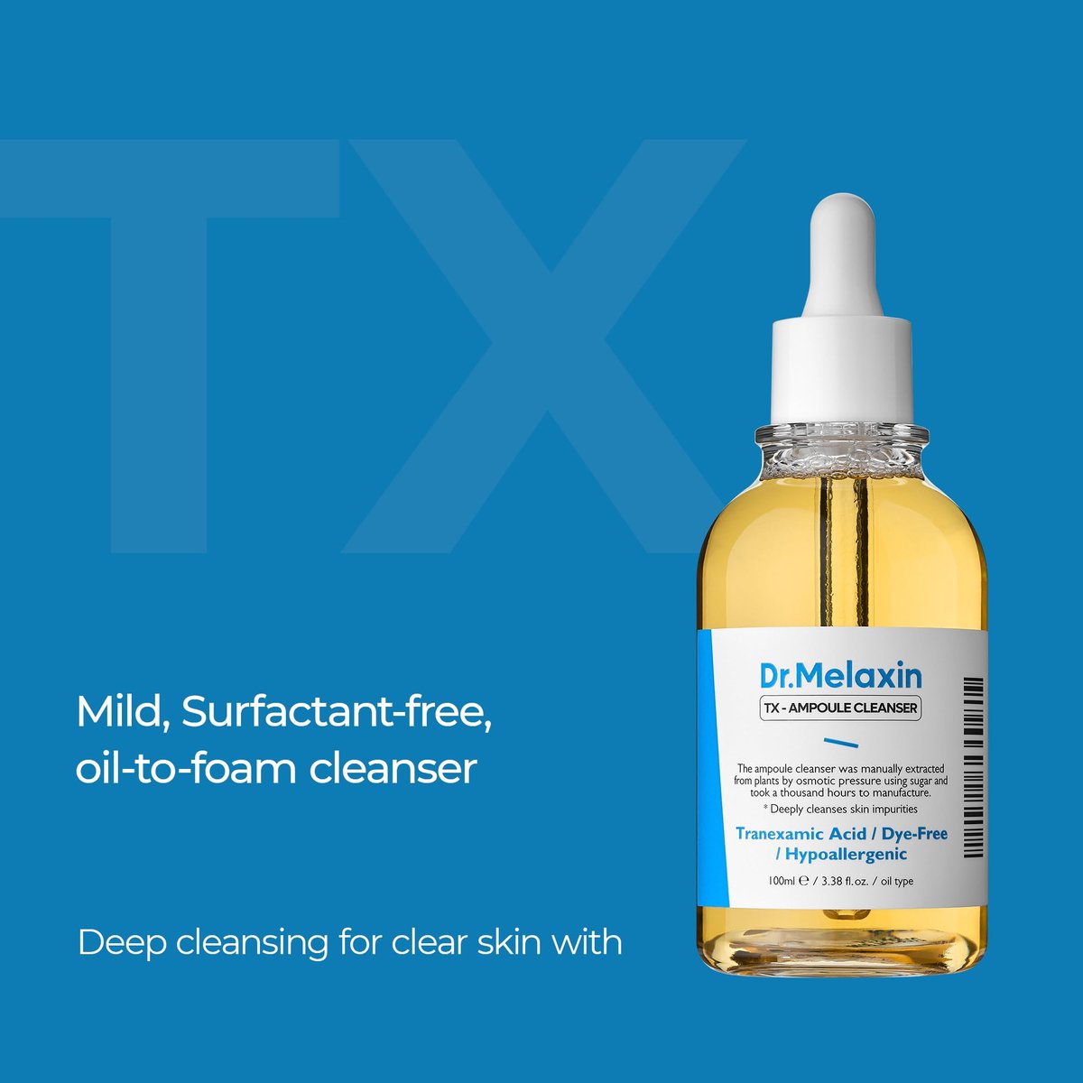Dr.Melaxin TX Tranexamic Acid Ampoule Cleanser 100ml - Moisturizing & Soothing Face Wash for Sensitive Skin Avelisse