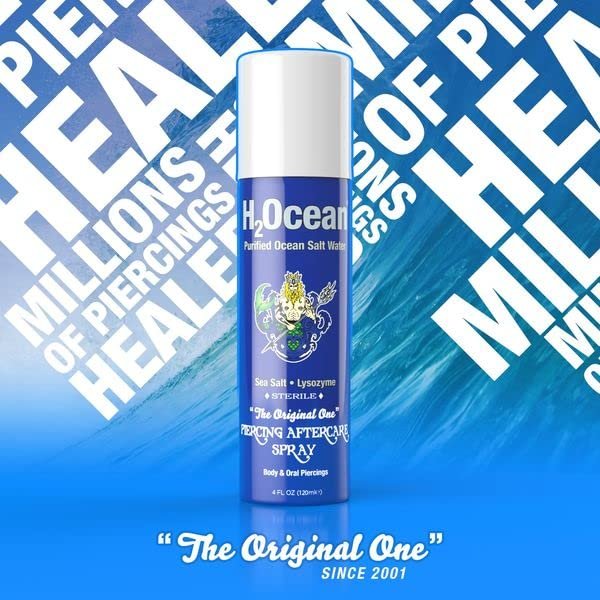 H2Ocean Piercing Aftercare Spray Bundle – 4oz + 1.5oz Sea Salt Keloid & Bump Treatment, Organic Wound Wash for Ear, Nose, Naval, Oral Body Piercings - görsel 4