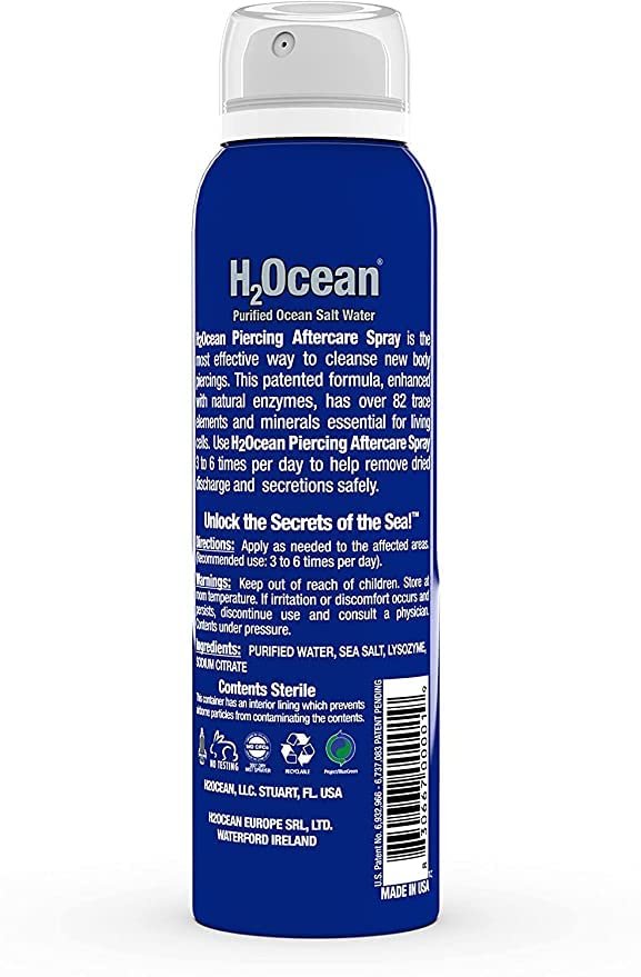 H2Ocean Piercing Aftercare Spray Bundle – 4oz + 1.5oz Sea Salt Keloid & Bump Treatment, Organic Wound Wash for Ear, Nose, Naval, Oral Body Piercings - görsel 3