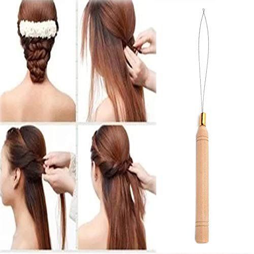BlingKingdom 3pcs Hair Extension Loop Needle Threader Pulling Hook Tool and Bead Device Tool for Hair or Feather Extensions - Wooden and Stainless Steel - görsel 9