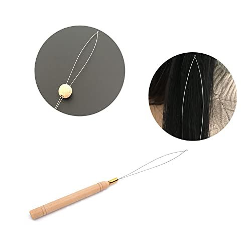 BlingKingdom 3pcs Hair Extension Loop Needle Threader Pulling Hook Tool and Bead Device Tool for Hair or Feather Extensions - Wooden and Stainless Steel - görsel 7