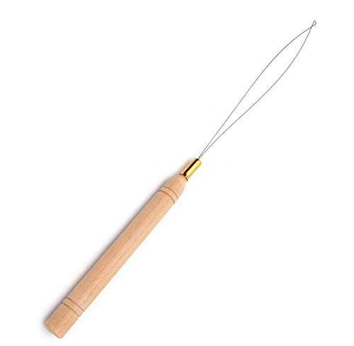 BlingKingdom 3pcs Hair Extension Loop Needle Threader Pulling Hook Tool and Bead Device Tool for Hair or Feather Extensions - Wooden and Stainless Steel - görsel 3