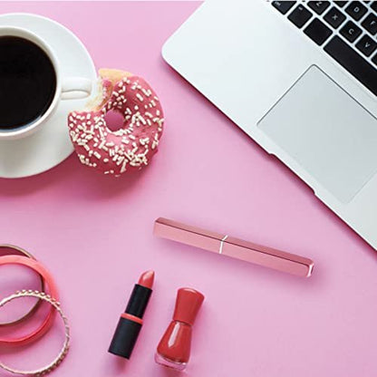 Professional Retractable Lip Brush - Precision Synthetic Bristle Lipstick Applicator for Women (Pink)