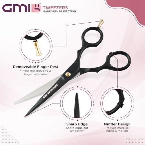 Professional Hair Cutting Scissors Set - GMI-TWEEZERS Barber Shears for Men and Women, 2-Pack (Black) - görsel 4