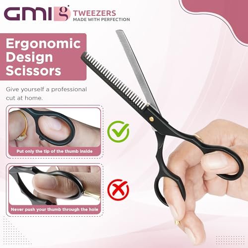 Professional Hair Cutting Scissors Set - GMI-TWEEZERS Barber Shears for Men and Women, 2-Pack (Black) - görsel 10