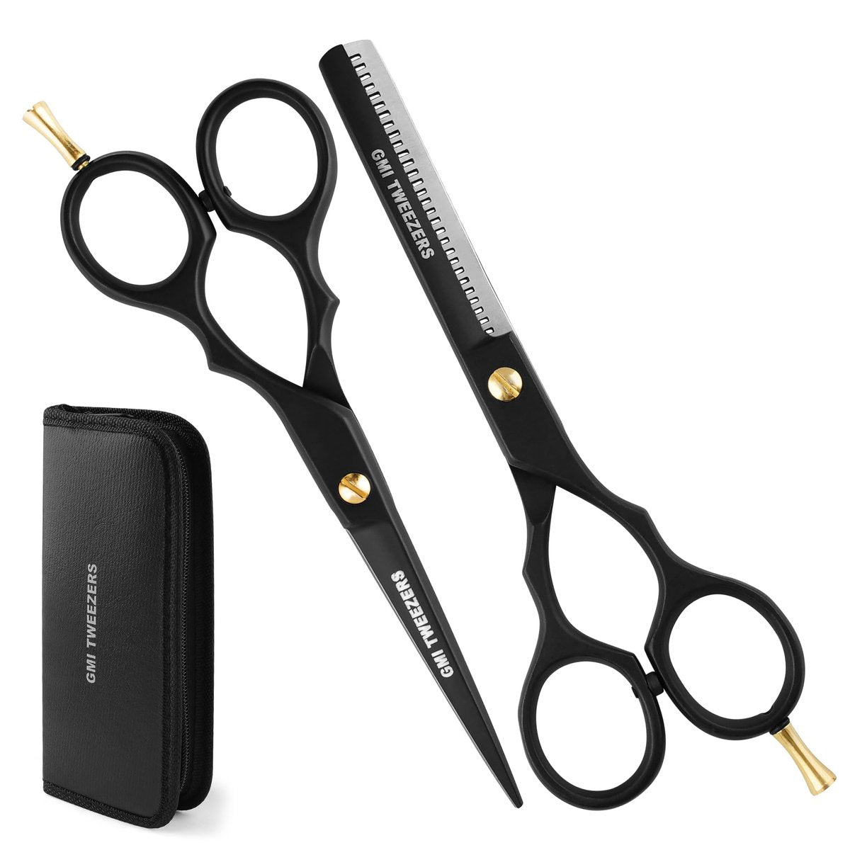 Professional Hair Cutting Scissors Set - GMI-TWEEZERS Barber Shears for Men and Women, 2-Pack (Black) - görsel 1