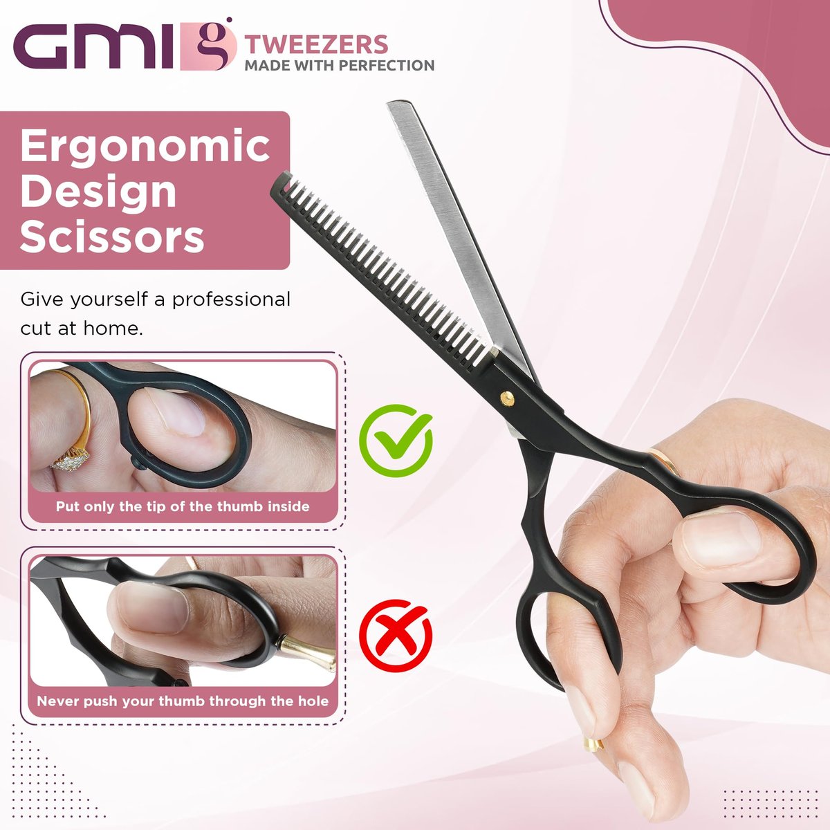 Professional Hair Cutting Scissors Set - GMI-TWEEZERS Barber Shears for Men and Women, 2-Pack (Black) - görsel 9