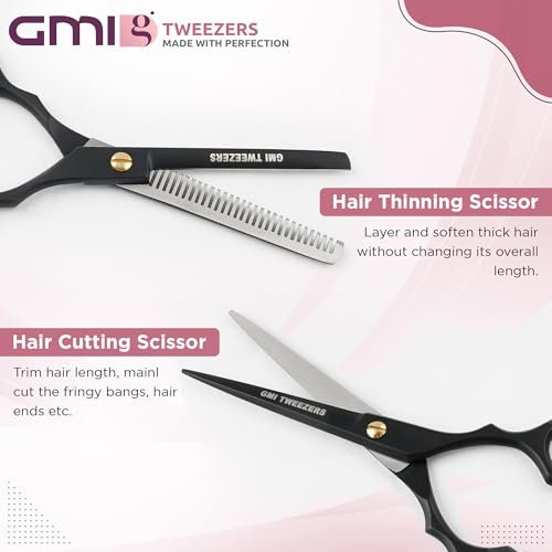 Professional Hair Cutting Scissors Set - GMI-TWEEZERS Barber Shears for Men and Women, 2-Pack (Black) - görsel 8