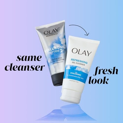 Olay Regenerist Hyaluronic + Peptide 24 Face Wash, Fragrance-Free, 5.0 fl oz