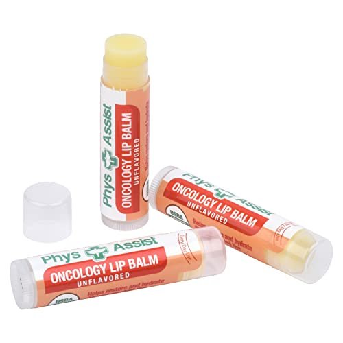 PhysAssist Oncology Lip Balm - USDA Organic Unflavored Moisturizing Lip Care for Chemo & Radiation - 3 Pack Avelisse
