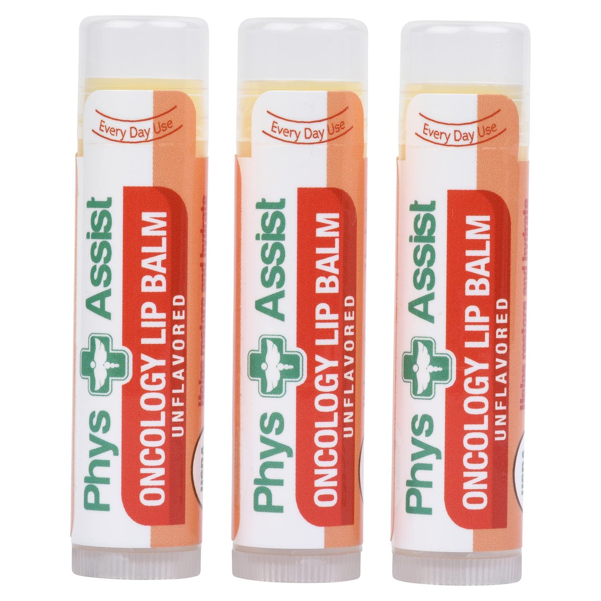 PhysAssist Oncology Lip Balm - USDA Organic Unflavored Moisturizing Lip Care for Chemo & Radiation - 3 Pack Avelisse