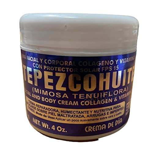 Del Indio Papago TEPEZCOHUITE 120g Skin Cream with Collagen & Vitamin E Sunscreen SPF-15 Avelisse