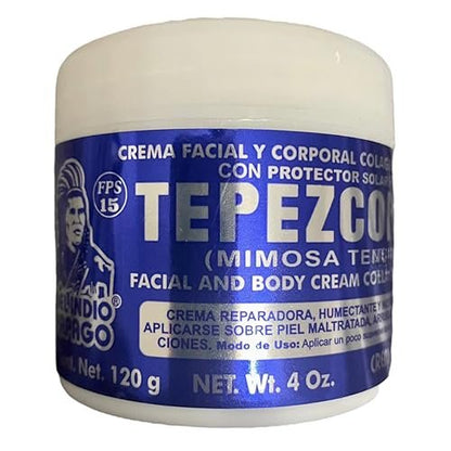 Del Indio Papago TEPEZCOHUITE 120g Skin Cream with Collagen & Vitamin E Sunscreen SPF-15 Avelisse
