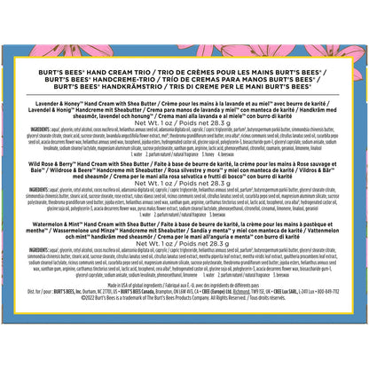 Burt's Bees Spring Gift Set: 3 Moisturizing Shea Butter Hand Creams - Lavender & Honey, Wild Rose & Berry, Watermelon & Mint (Pack of 3, 1 oz each) Avelisse