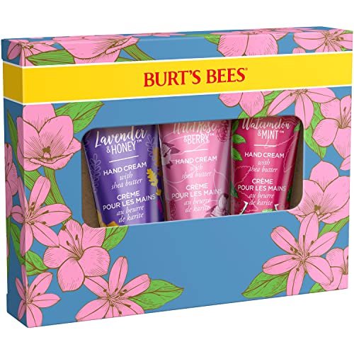 Burt's Bees Spring Gift Set: 3 Moisturizing Shea Butter Hand Creams - Lavender & Honey, Wild Rose & Berry, Watermelon & Mint (Pack of 3, 1 oz each) Avelisse