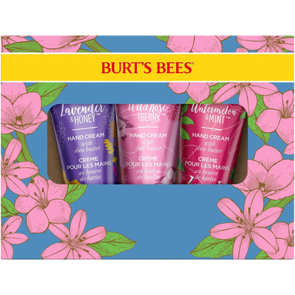 Burt's Bees Spring Gift Set: 3 Moisturizing Shea Butter Hand Creams - Lavender & Honey, Wild Rose & Berry, Watermelon & Mint (Pack of 3, 1 oz each) Avelisse