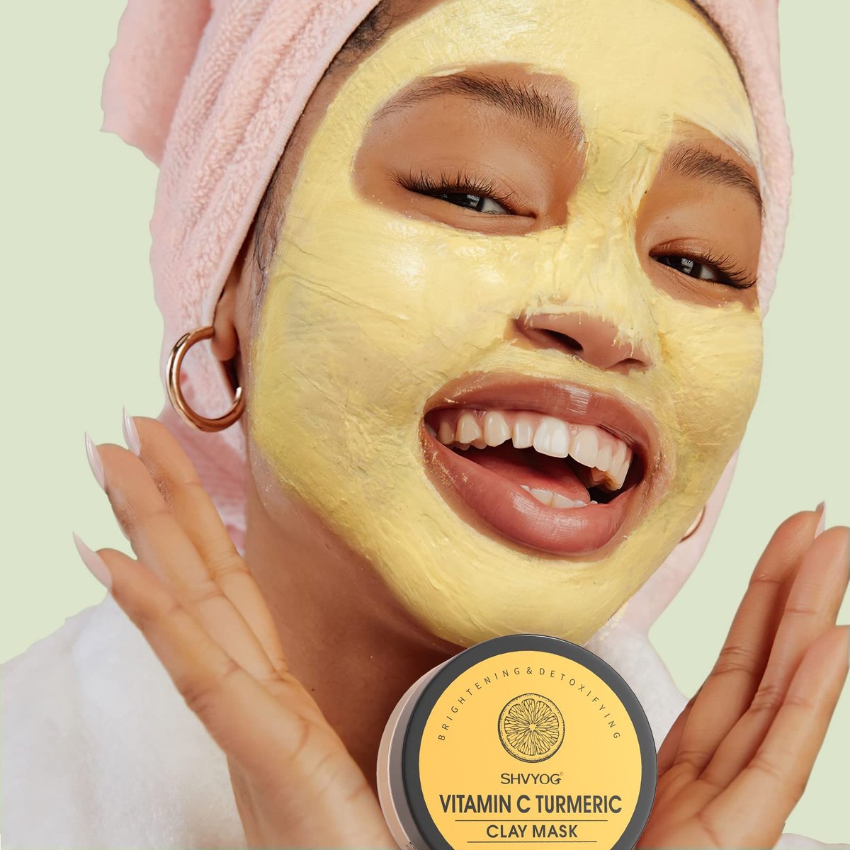 SHVYOG 4-Piece Face Mask Set: Turmeric Clay, Vitamin C, Green Tea, Rose & Dead Sea Mud Mask for Deep Cleansing & Pore Refining - 240g Total Avelisse