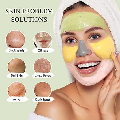 SHVYOG 4-Piece Face Mask Set: Turmeric Clay, Vitamin C, Green Tea, Rose & Dead Sea Mud Mask for Deep Cleansing & Pore Refining - 240g Total Avelisse