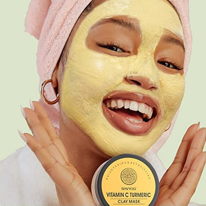 SHVYOG 4-Piece Face Mask Set: Turmeric Clay, Vitamin C, Green Tea, Rose & Dead Sea Mud Mask for Deep Cleansing & Pore Refining - 240g Total Avelisse