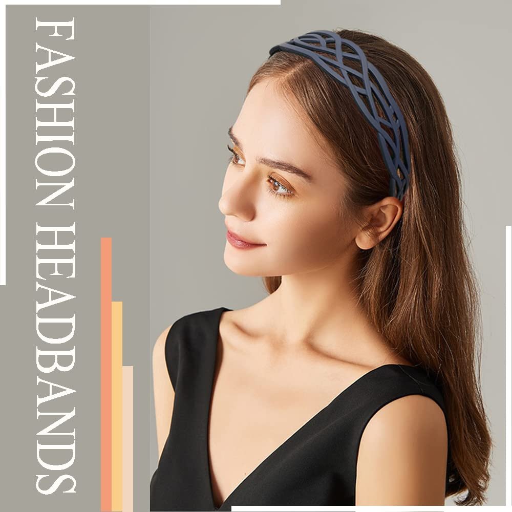 Springtime 6-Pack Wide Plastic Headbands for Women - Fashion Hair Bands with Teeth for Thick Hair, Mix Colors - görsel 7