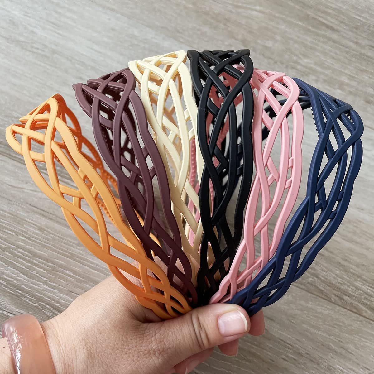 Springtime 6-Pack Wide Plastic Headbands for Women - Fashion Hair Bands with Teeth for Thick Hair, Mix Colors - görsel 17
