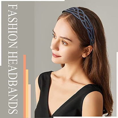 Springtime 6-Pack Wide Plastic Headbands for Women - Fashion Hair Bands with Teeth for Thick Hair, Mix Colors