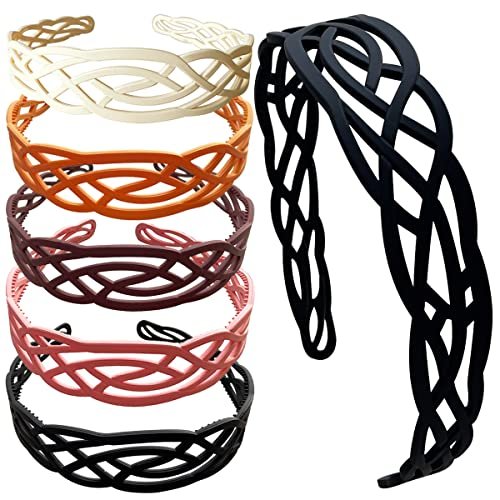 Springtime 6-Pack Wide Plastic Headbands for Women - Fashion Hair Bands with Teeth for Thick Hair, Mix Colors - görsel 2