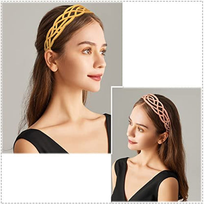Springtime 6-Pack Wide Plastic Headbands for Women - Fashion Hair Bands with Teeth for Thick Hair, Mix Colors