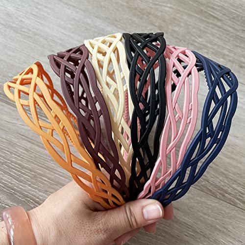 Springtime 6-Pack Wide Plastic Headbands for Women - Fashion Hair Bands with Teeth for Thick Hair, Mix Colors - görsel 18