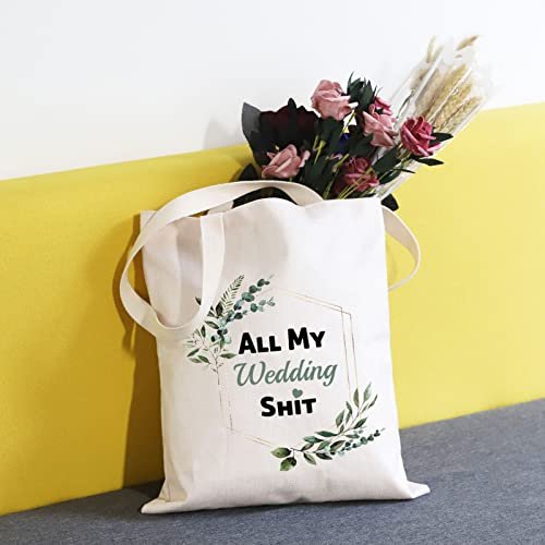 TSOTMO Bride To Be Gift Floral Bride Wedding Day Emergency Kit Tote Bag – Beige Canvas Cosmetic Bag - görsel 12