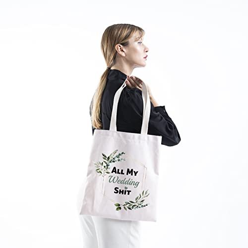 TSOTMO Bride To Be Gift Floral Bride Wedding Day Emergency Kit Tote Bag – Beige Canvas Cosmetic Bag - görsel 4
