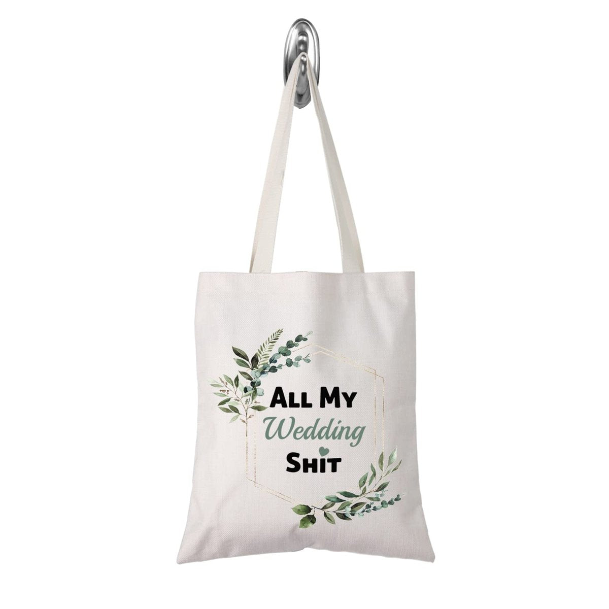 TSOTMO Bride To Be Gift Floral Bride Wedding Day Emergency Kit Tote Bag – Beige Canvas Cosmetic Bag - görsel 1
