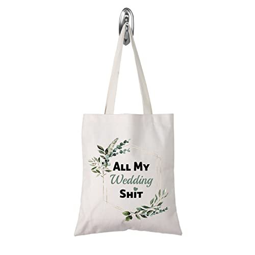 TSOTMO Bride To Be Gift Floral Bride Wedding Day Emergency Kit Tote Bag – Beige Canvas Cosmetic Bag - görsel 2