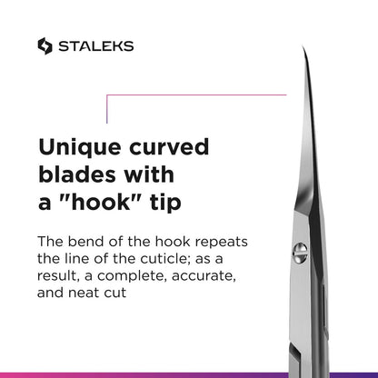 Staleks Professional Cuticle Scissors – Stainless Steel, Extra Fine Curved Blades – Smart 41 Type 3 SS-41/3