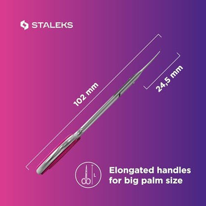Staleks Professional Cuticle Scissors – Stainless Steel, Extra Fine Curved Blades – Smart 41 Type 3 SS-41/3