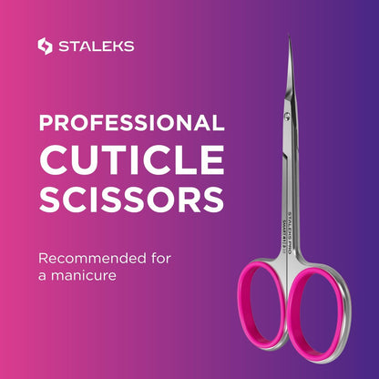 Staleks Professional Cuticle Scissors – Stainless Steel, Extra Fine Curved Blades – Smart 41 Type 3 SS-41/3