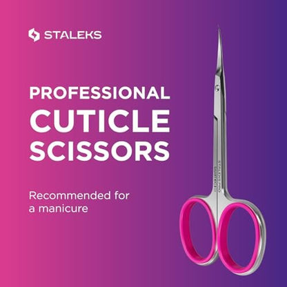 Staleks Professional Cuticle Scissors – Stainless Steel, Extra Fine Curved Blades – Smart 41 Type 3 SS-41/3
