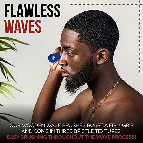 Roman-T Men's 360 Wave Brush Set - Three Handle Brushes for 360 Waves (Soft, Medium & Hard) - Grooming Gift Set Avelisse