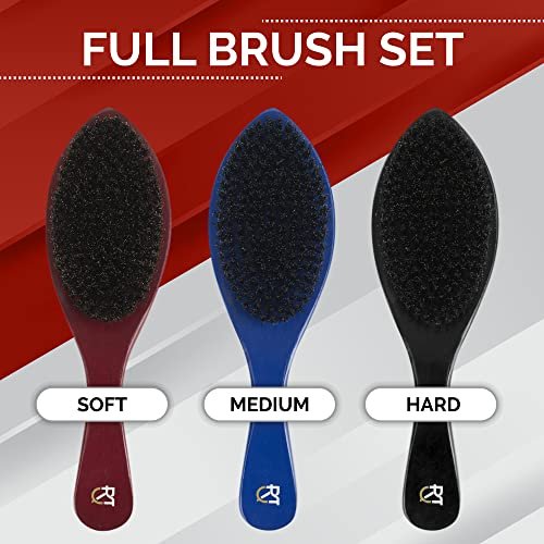 Roman-T Men's 360 Wave Brush Set - Three Handle Brushes for 360 Waves (Soft, Medium & Hard) - Grooming Gift Set Avelisse