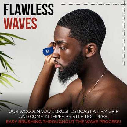 Roman-T Men's 360 Wave Brush Set - Three Handle Brushes for 360 Waves (Soft, Medium & Hard) - Grooming Gift Set Avelisse