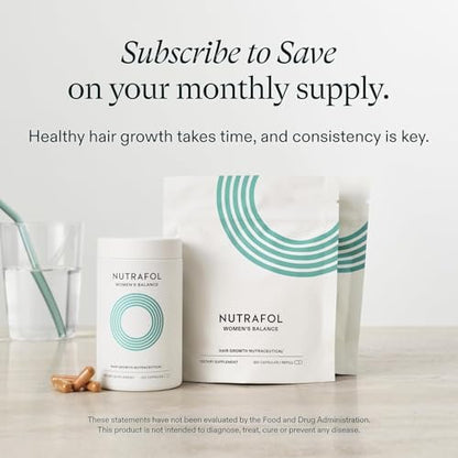 Nutrafol Women's Balance Hair Growth Supplements, Ages 45 and Up, Clinically Proven for Visibly Thicker Hair and Scalp Coverage in 3-6 Months, Dermatologist Recommended - 1 Month Supply Refill Pouch Avelisse