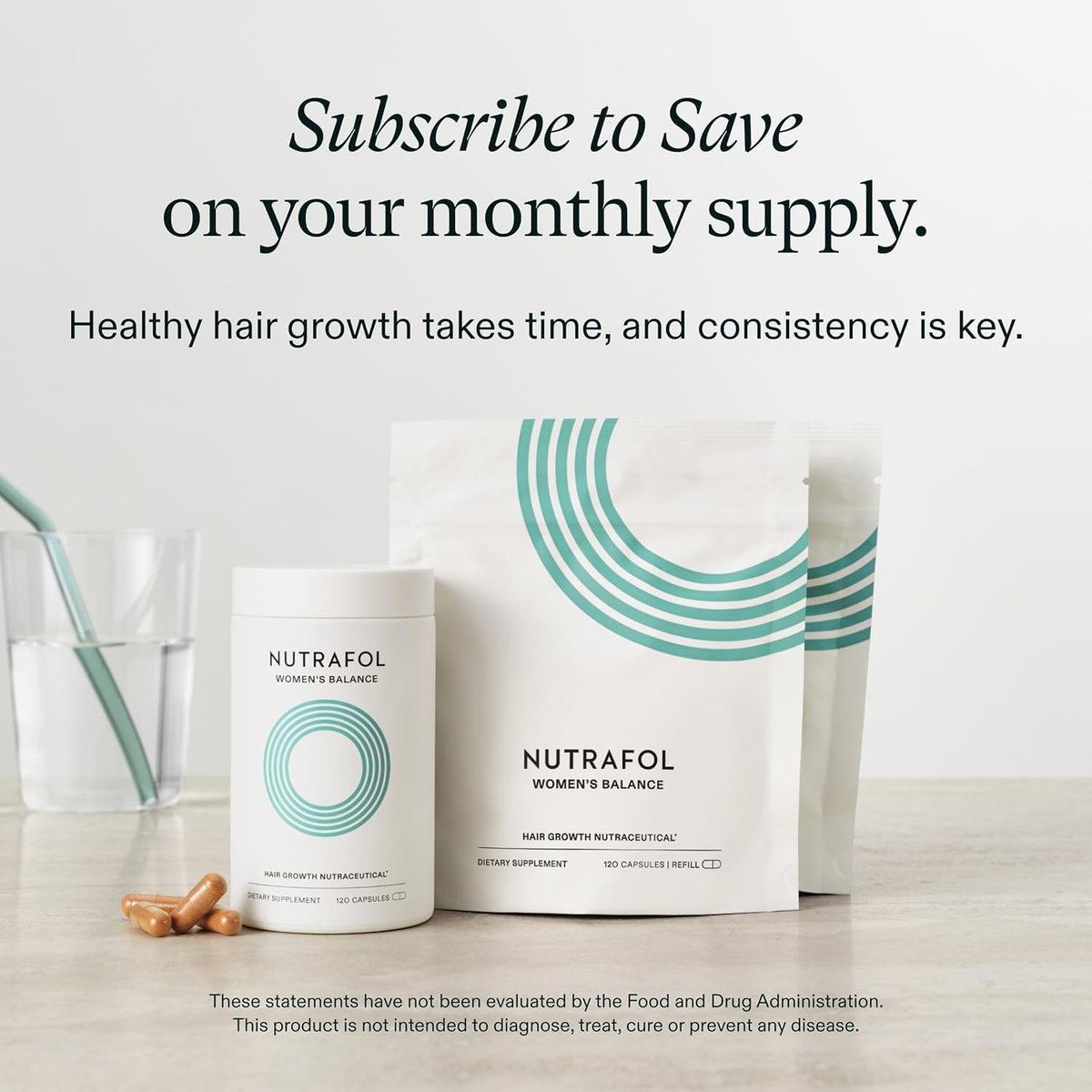 Nutrafol Women's Balance Hair Growth Supplements, Ages 45 and Up, Clinically Proven for Visibly Thicker Hair and Scalp Coverage in 3-6 Months, Dermatologist Recommended - 1 Month Supply Refill Pouch Avelisse