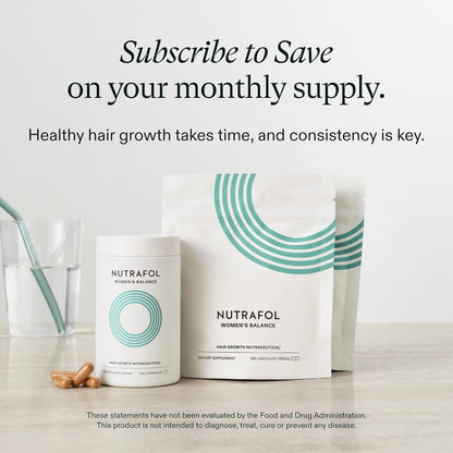 Nutrafol Women's Balance Hair Growth Supplements, Ages 45 and Up, Clinically Proven for Visibly Thicker Hair and Scalp Coverage in 3-6 Months, Dermatologist Recommended - 1 Month Supply Refill Pouch Avelisse