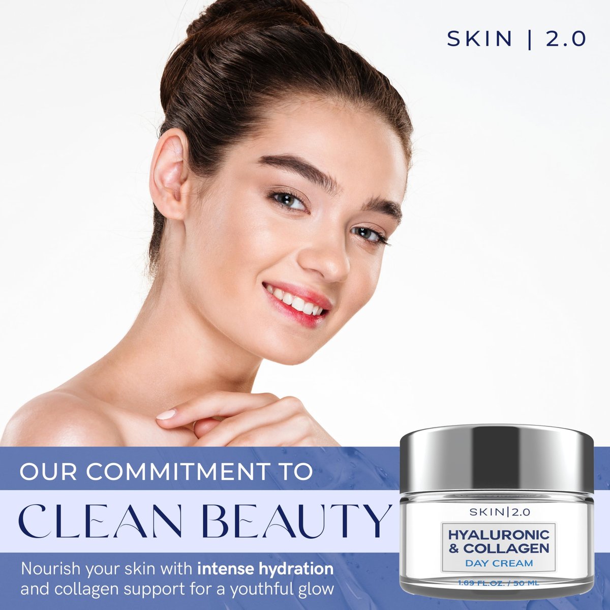 Skin 2.0 Hyaluronic Acid & Collagen Face Moisturizer – Deep Hydration, Firming & Anti-Aging Day Cream for Dry Skin – Dermatologist Tested, Korean Skin Care for All Skin Types, Clean Beauty – 1.69 Oz Avelisse