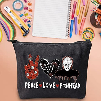 WZMPA Hellraiser Cosmetic Bag – Peace Love Pinhead Makeup Pouch for Fans