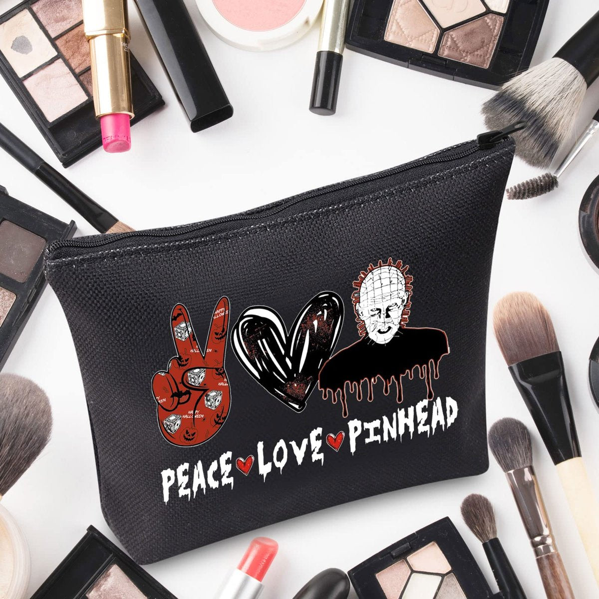 WZMPA Hellraiser Cosmetic Bag – Peace Love Pinhead Makeup Pouch for Fans - görsel 5