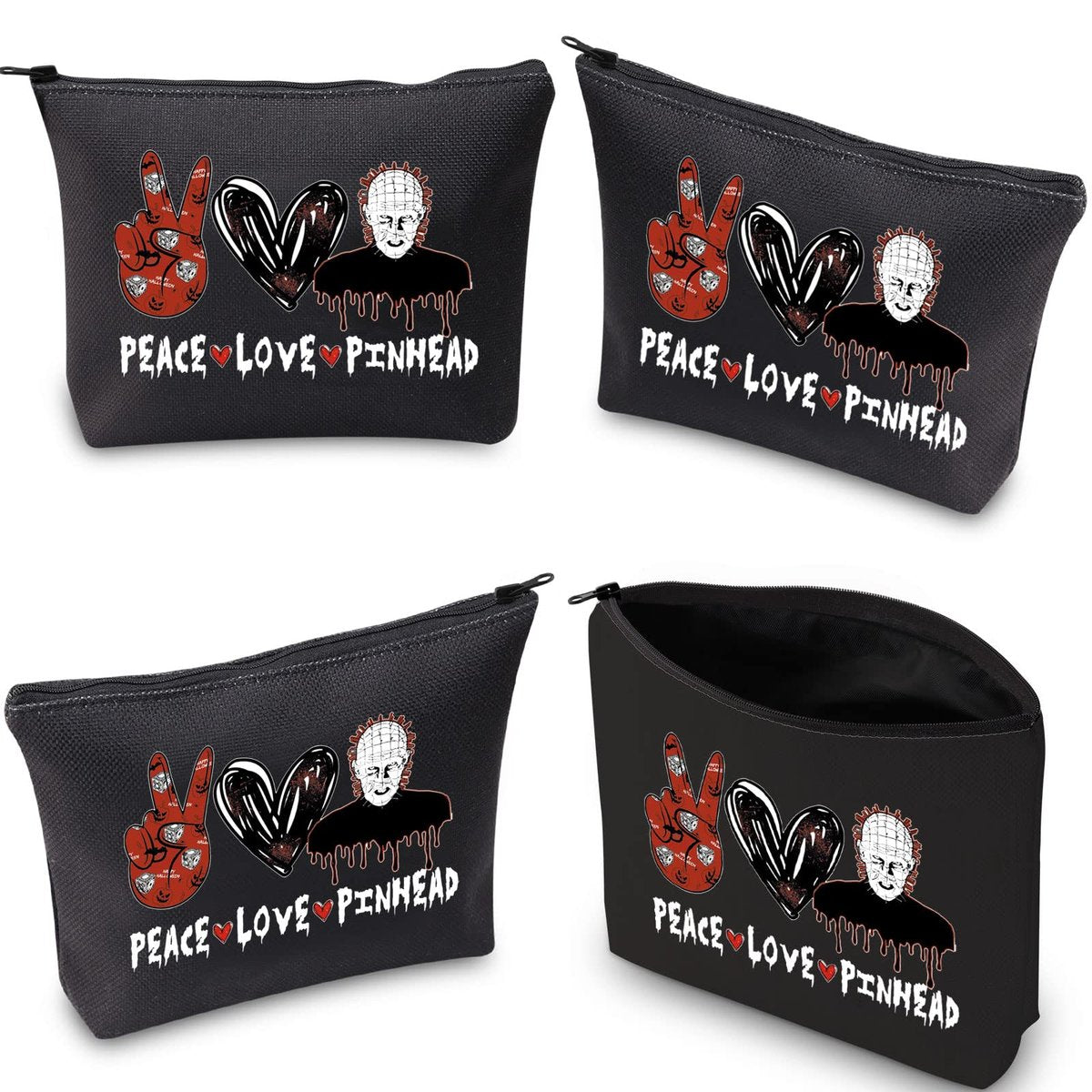 WZMPA Hellraiser Cosmetic Bag – Peace Love Pinhead Makeup Pouch for Fans - görsel 11