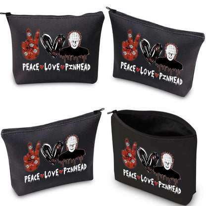 WZMPA Hellraiser Cosmetic Bag – Peace Love Pinhead Makeup Pouch for Fans