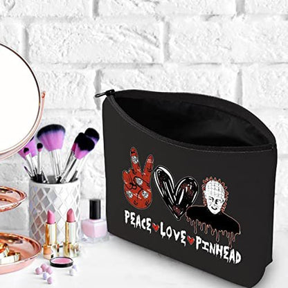 WZMPA Hellraiser Cosmetic Bag – Peace Love Pinhead Makeup Pouch for Fans