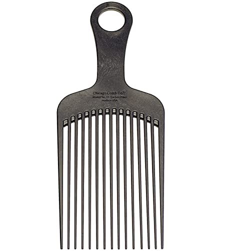 Chicago Comb Model 11 Carbon Fiber Large Hair Pick - Anti-Static, 7.5 Inches (19 cm), Made in USA Avelisse